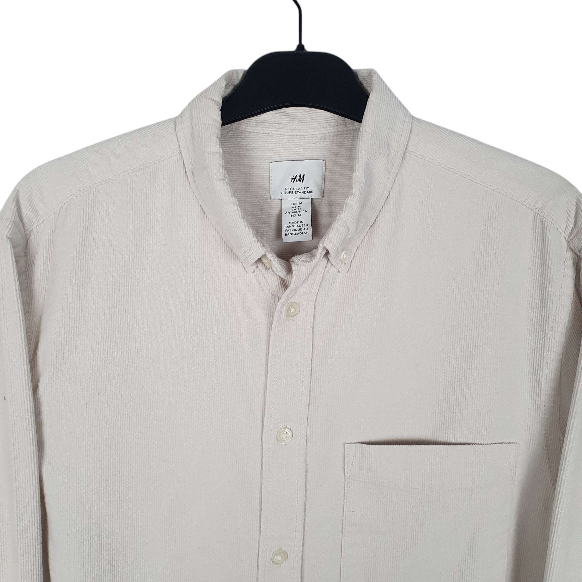 Mens Cream H&M Corduroy  Shirt