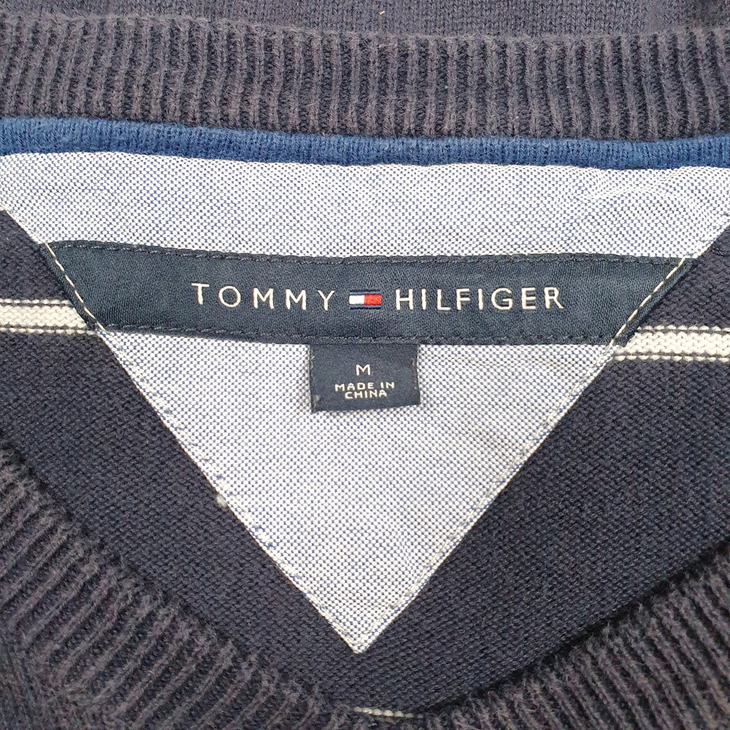 Mens Navy Tommy Hilfiger  V Neck Jumper