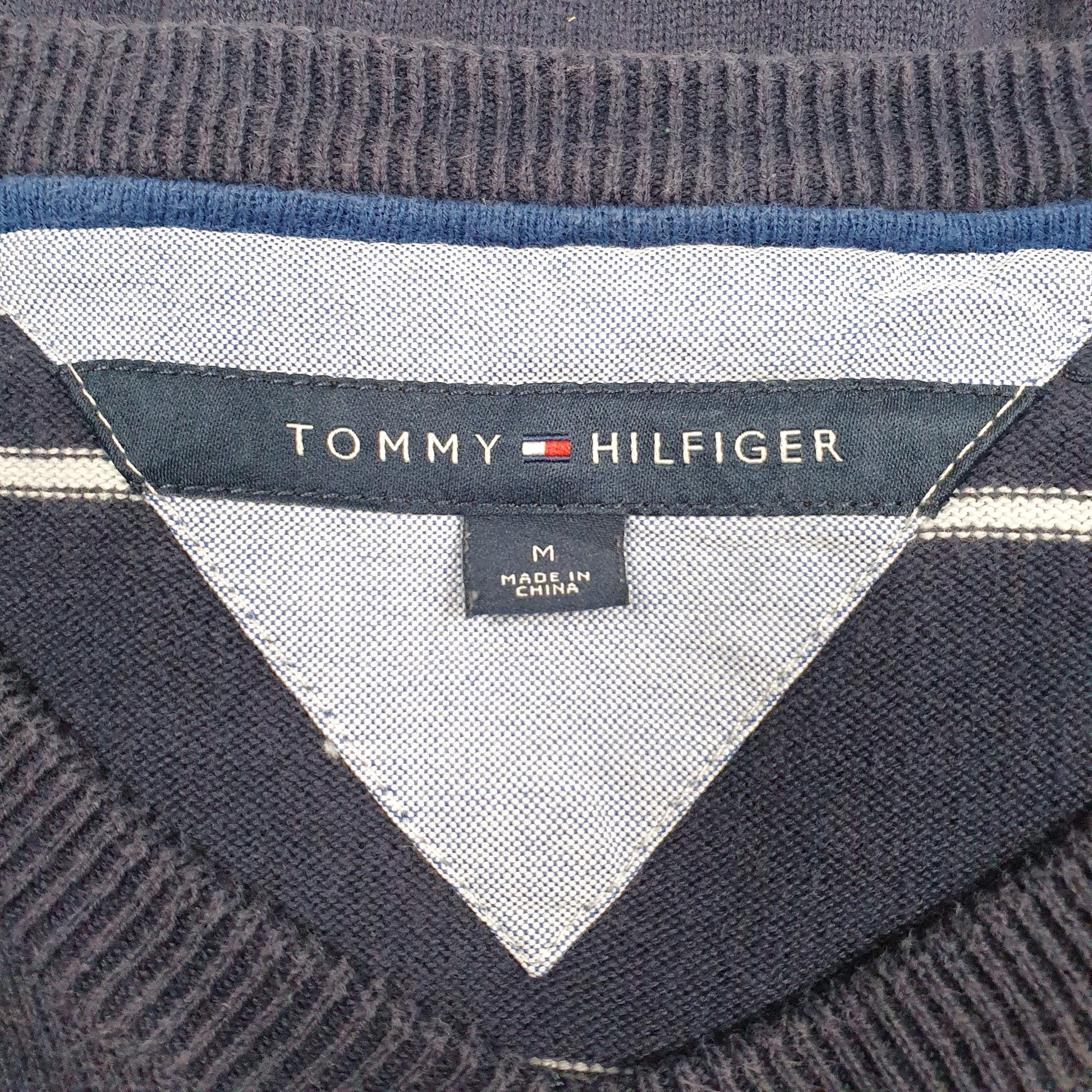 Mens Navy Tommy Hilfiger  V Neck Jumper