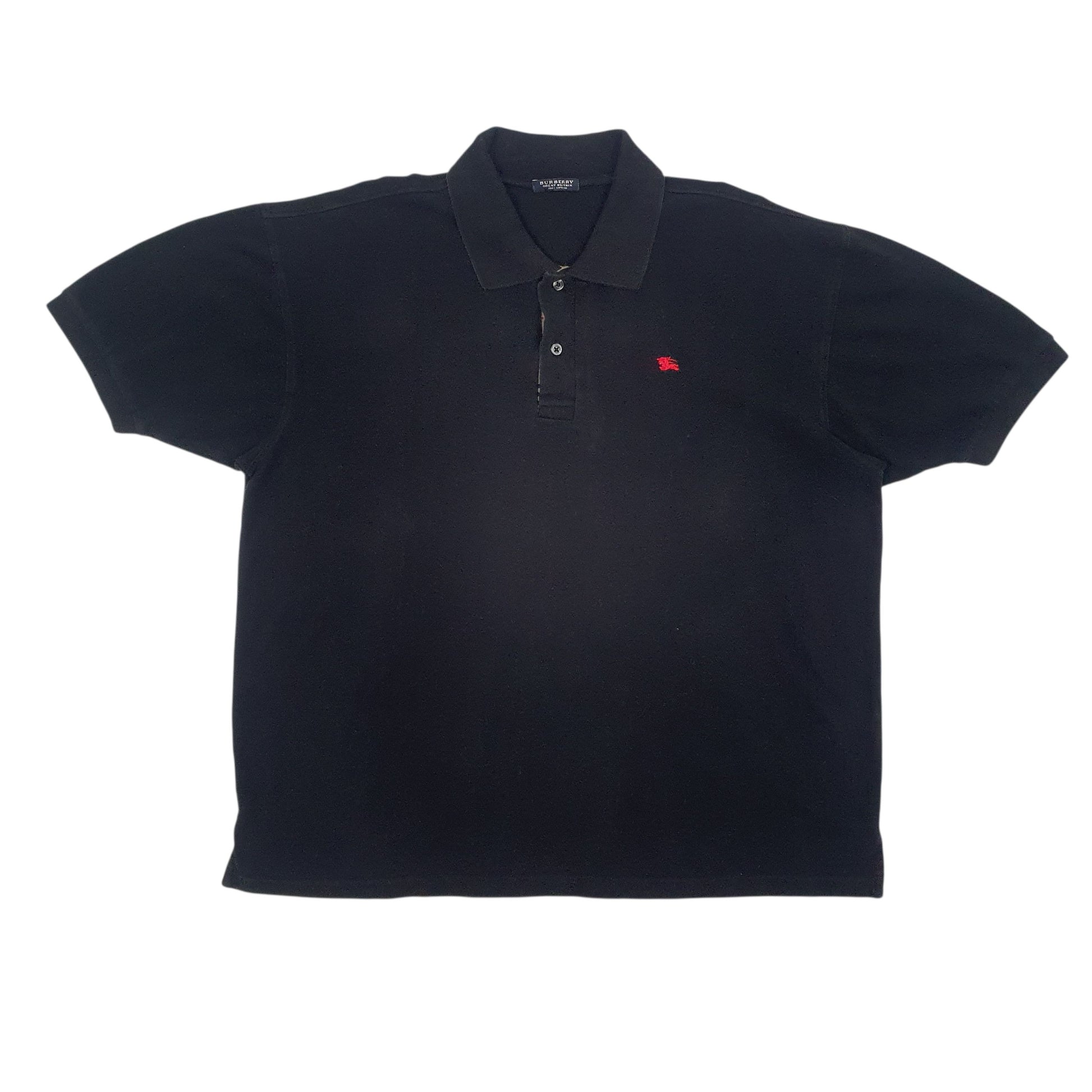 Mens Black Burberry  Short Sleeve Polo Shirt