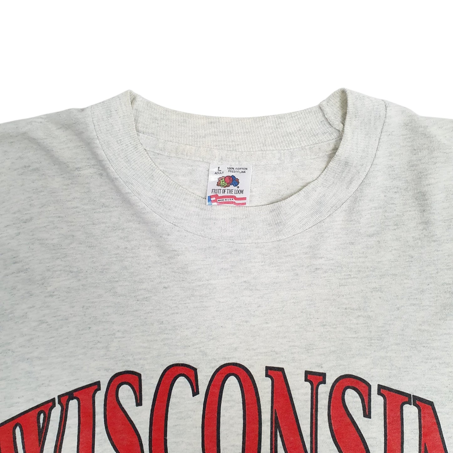 Mens Grey Fruit of the Loom Single Stitch Vintage 90s Wisconsin Rose Bowl 94  T Shirt