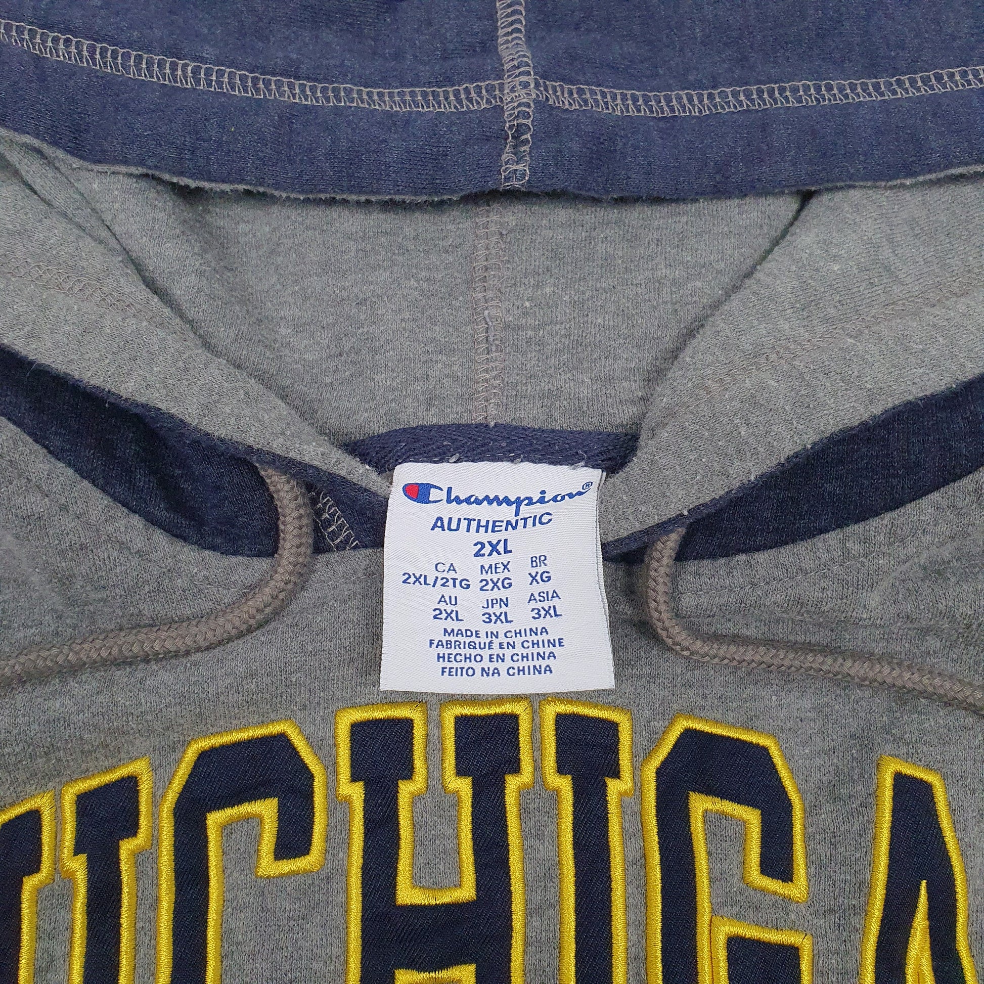 Mens Grey Champion Michigan Hoodie Jumper