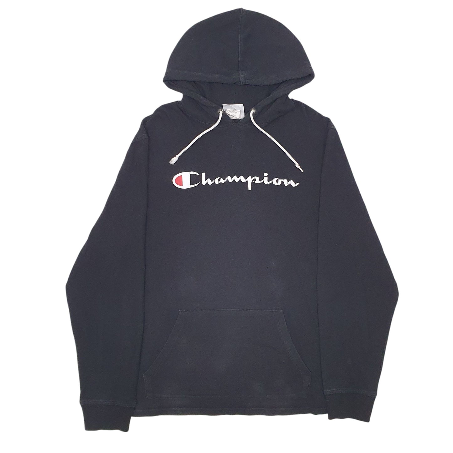Mens Black Champion Lightweight Spellout Hoodie Jumper
