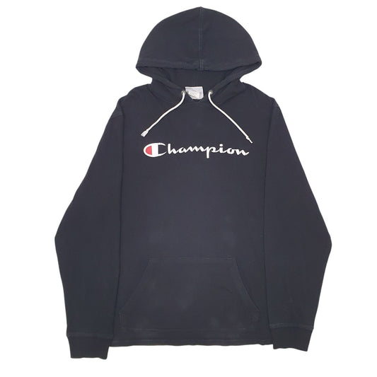 Mens Black Champion Lightweight Spellout Hoodie Jumper