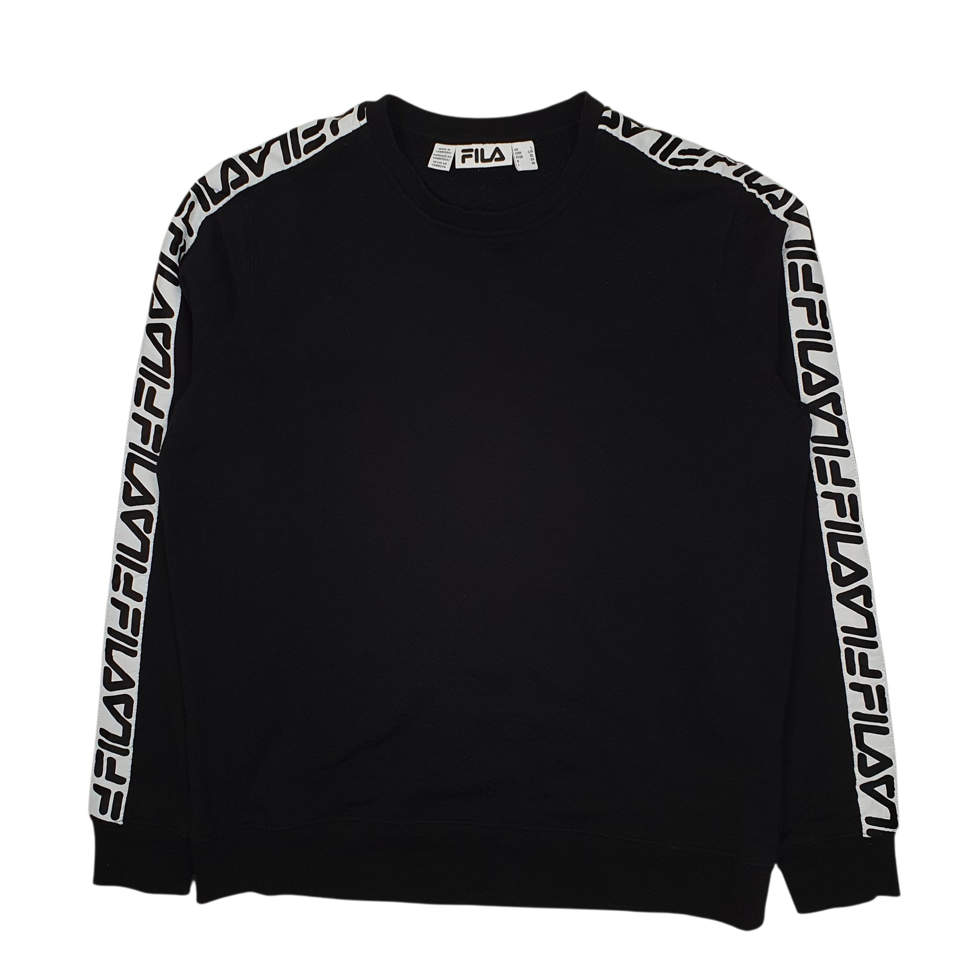 Mens Black Fila  Crewneck Jumper