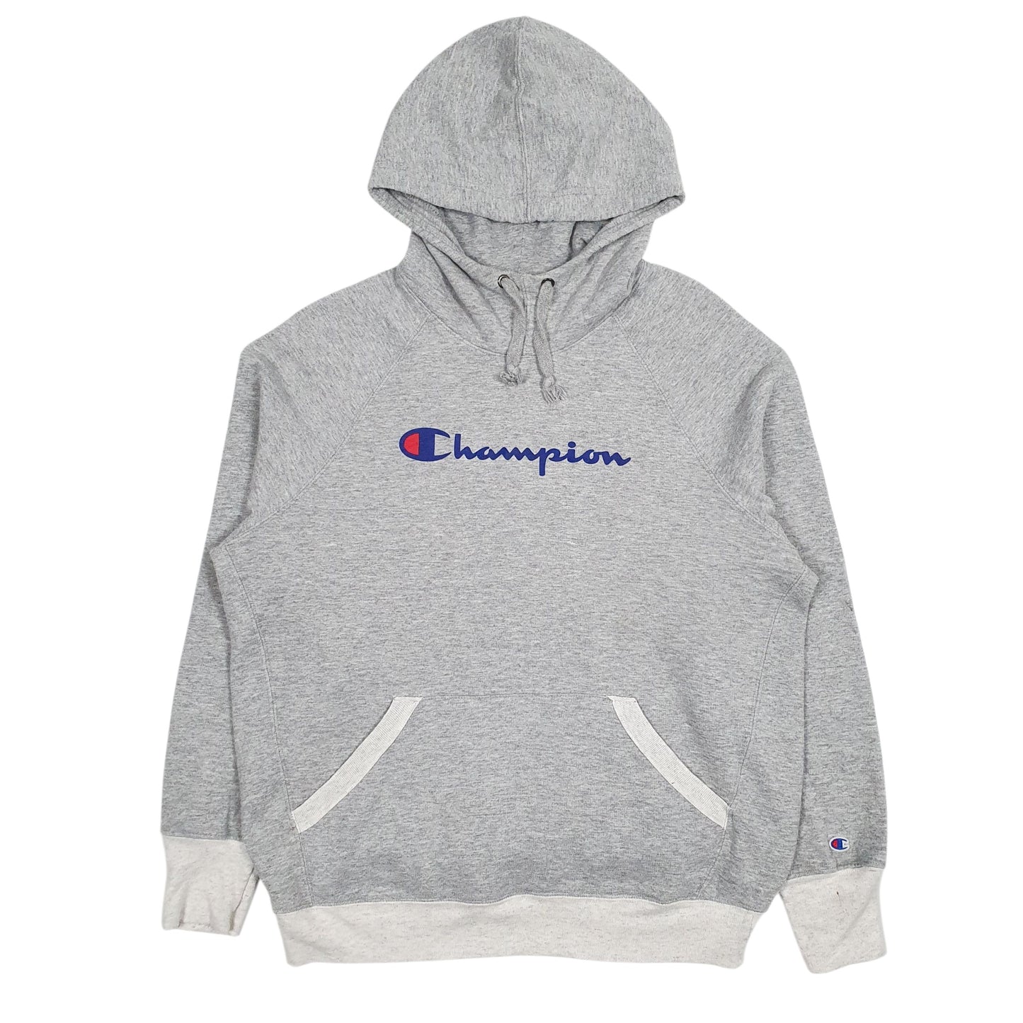 Mens Grey Champion Spellout Hoodie Jumper