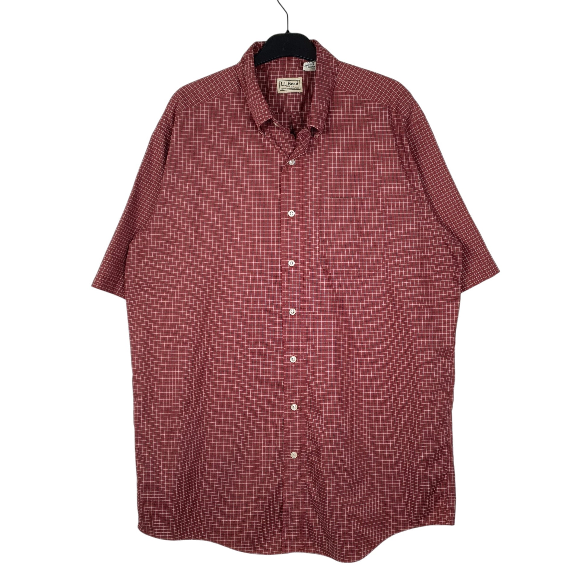 Mens Red L.L.Bean Tall Short Sleeve Shirt
