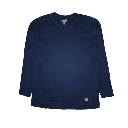 Mens Navy Carhartt Force Activewear Long Sleeve T Shirt