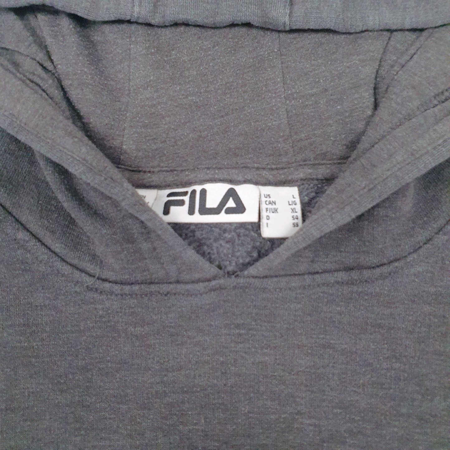 Mens Grey Fila Spellout Hoodie Jumper