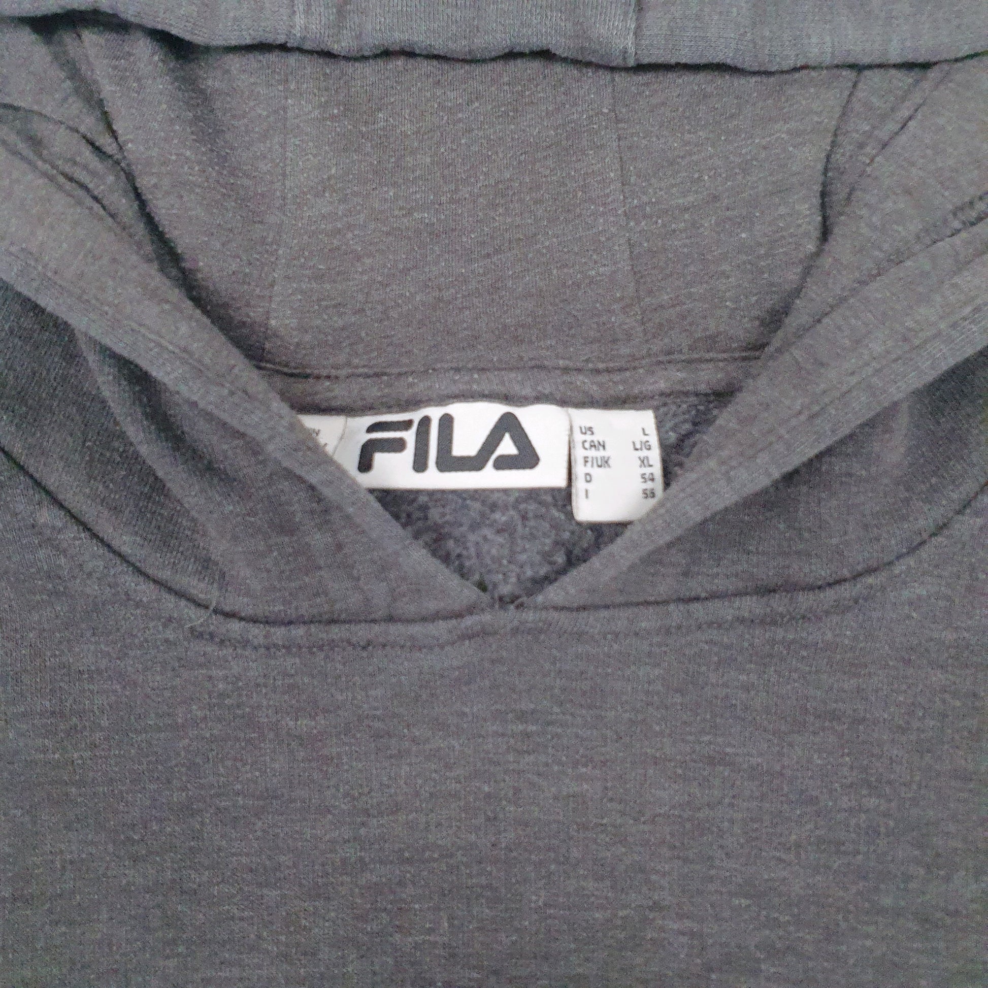 Mens Grey Fila Spellout Hoodie Jumper