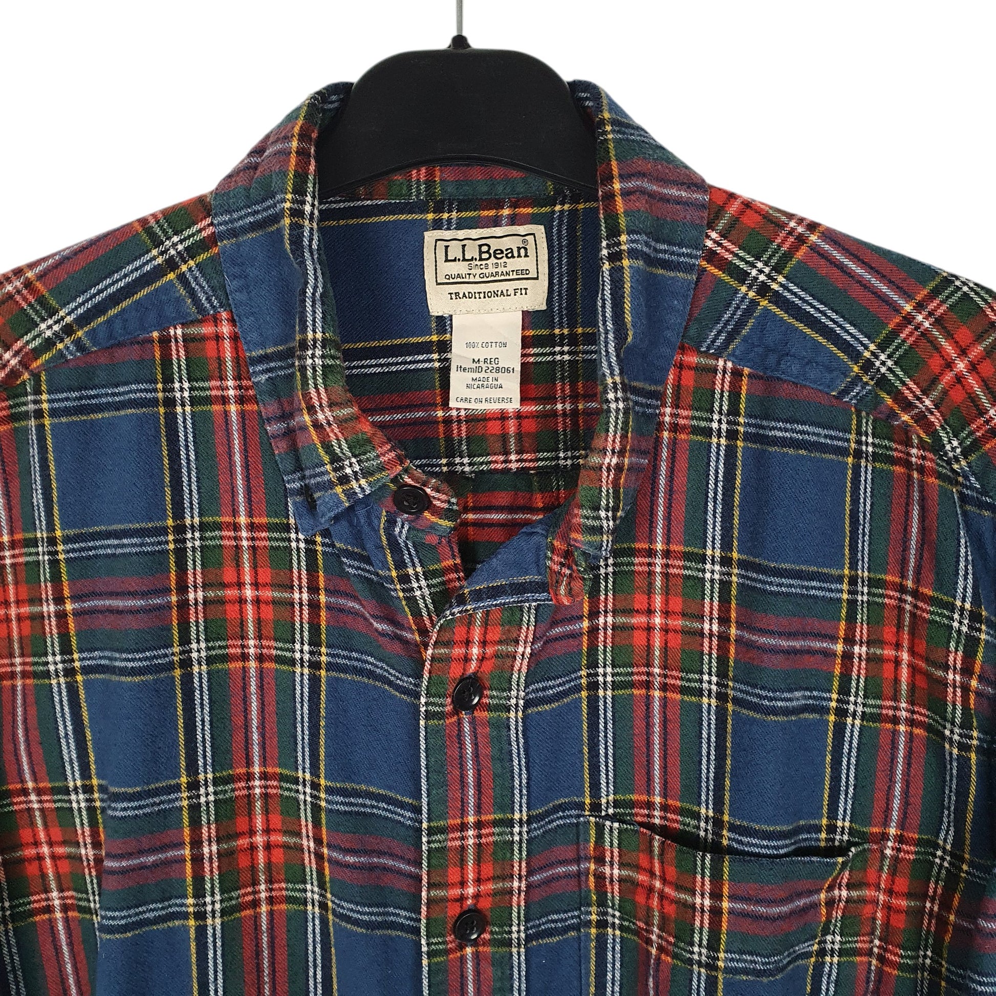 Mens Blue L.L.Bean Thick Flannel Plaid  Shirt