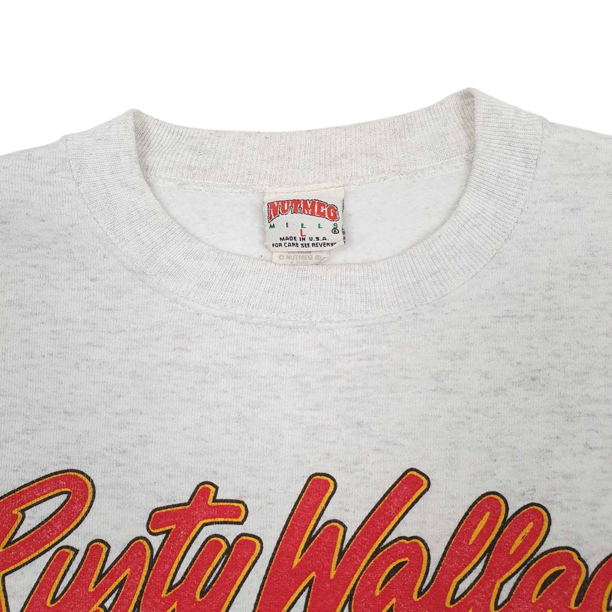 Mens Grey Nutmeg Mills Vintage Nascar Made In USA. Crewneck Jumper