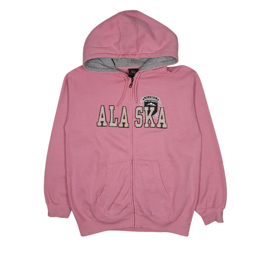Mens Pink Prairie Mountains Alaska Hoodie Full Zip Jumper