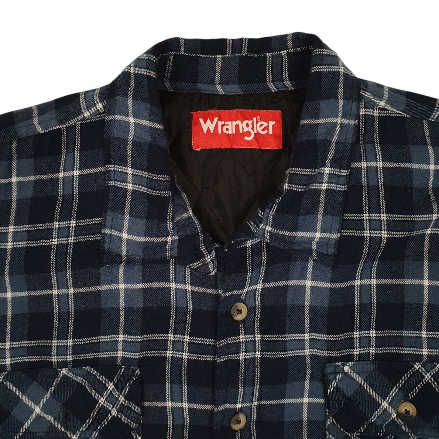 Mens Navy Wrangler Workwear Plaid Insulated  Coat