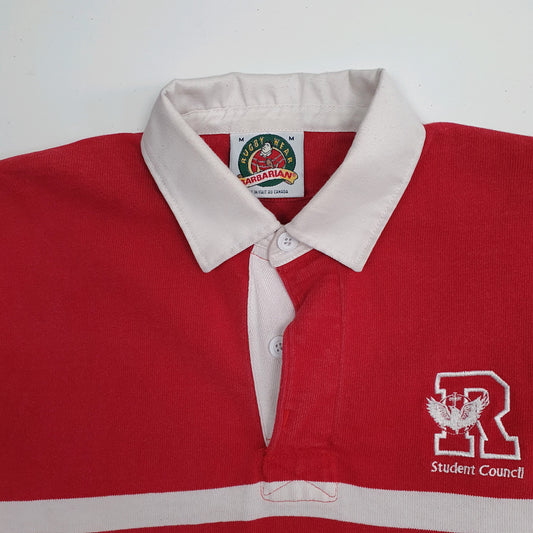 Mens Red Barbarian Rugby Hoodie Polo Shirt