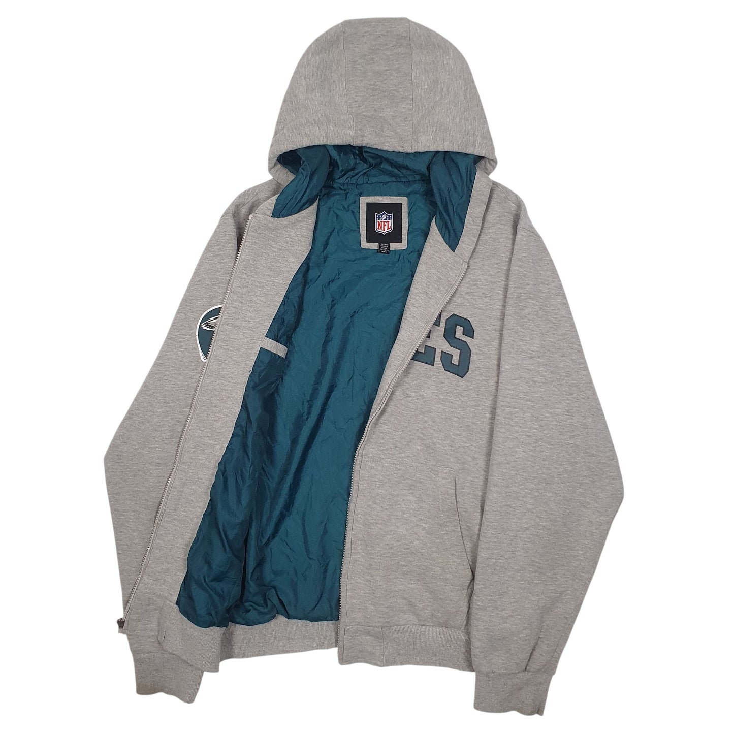 Mens Grey NFL Philadelphia Eagles Spellout Full Zip Jumper