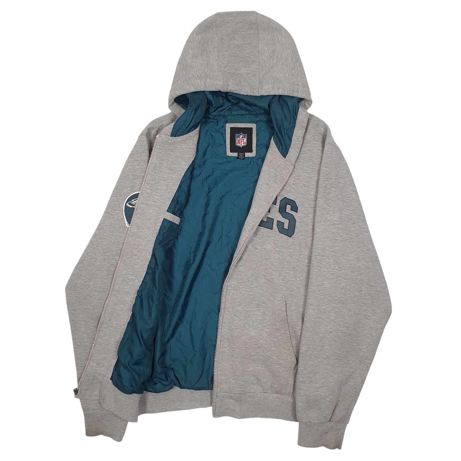 Mens Grey NFL Philadelphia Eagles Spellout Full Zip Jumper