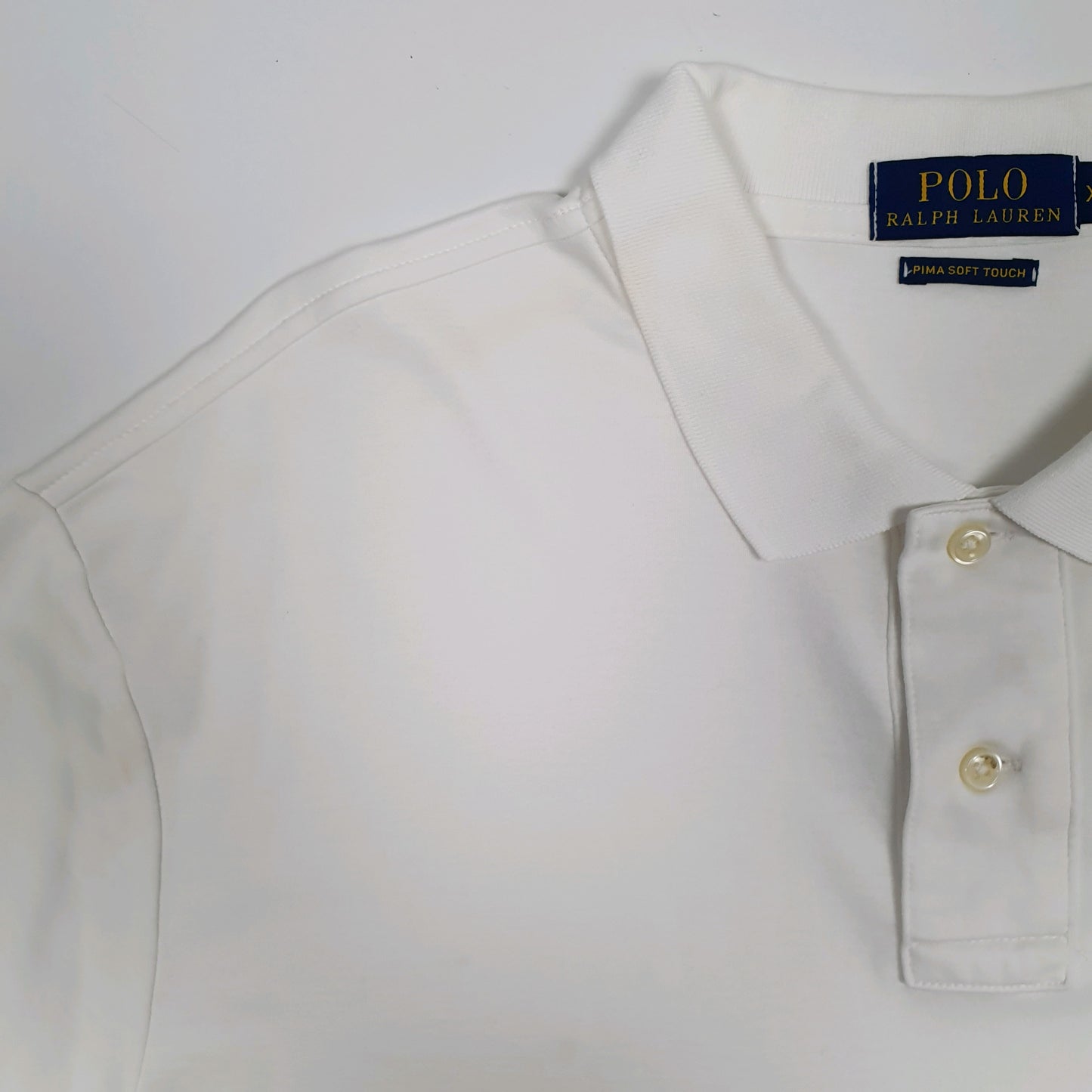 Mens White Polo Ralph Lauren Pima Soft Touch  Polo Shirt