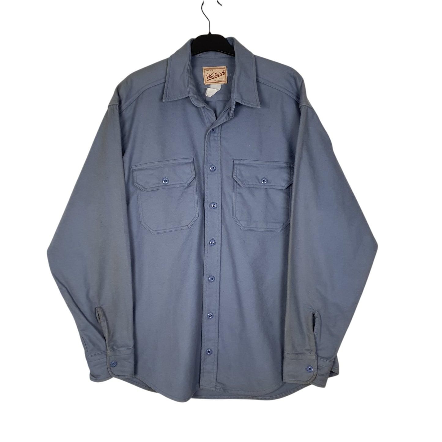 Mens Blue Woolrich Thick Chamois Long Sleeve Shirt