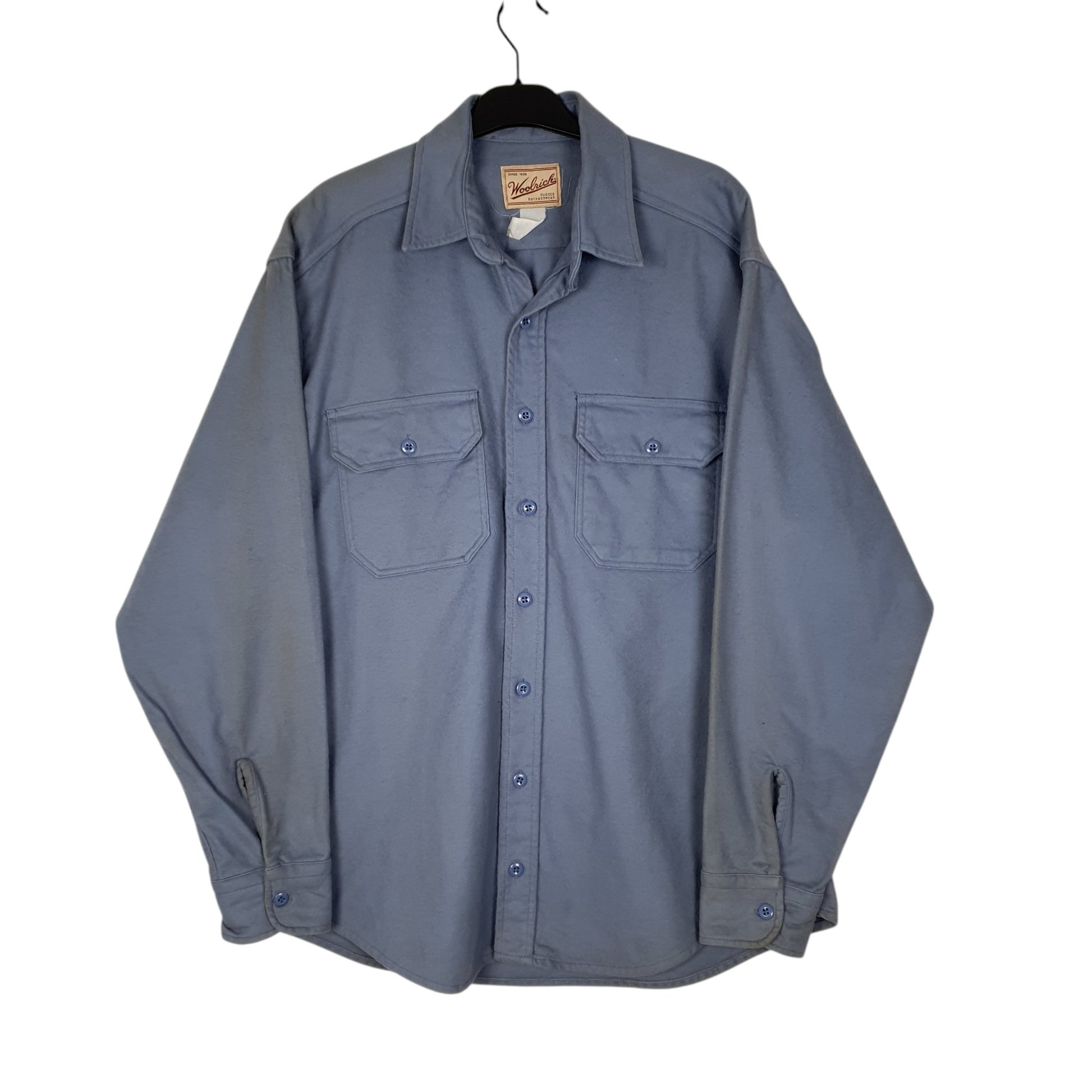 Mens Blue Woolrich Thick Chamois Long Sleeve Shirt