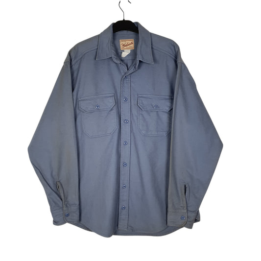 Mens Blue Woolrich Thick Chamois Long Sleeve Shirt
