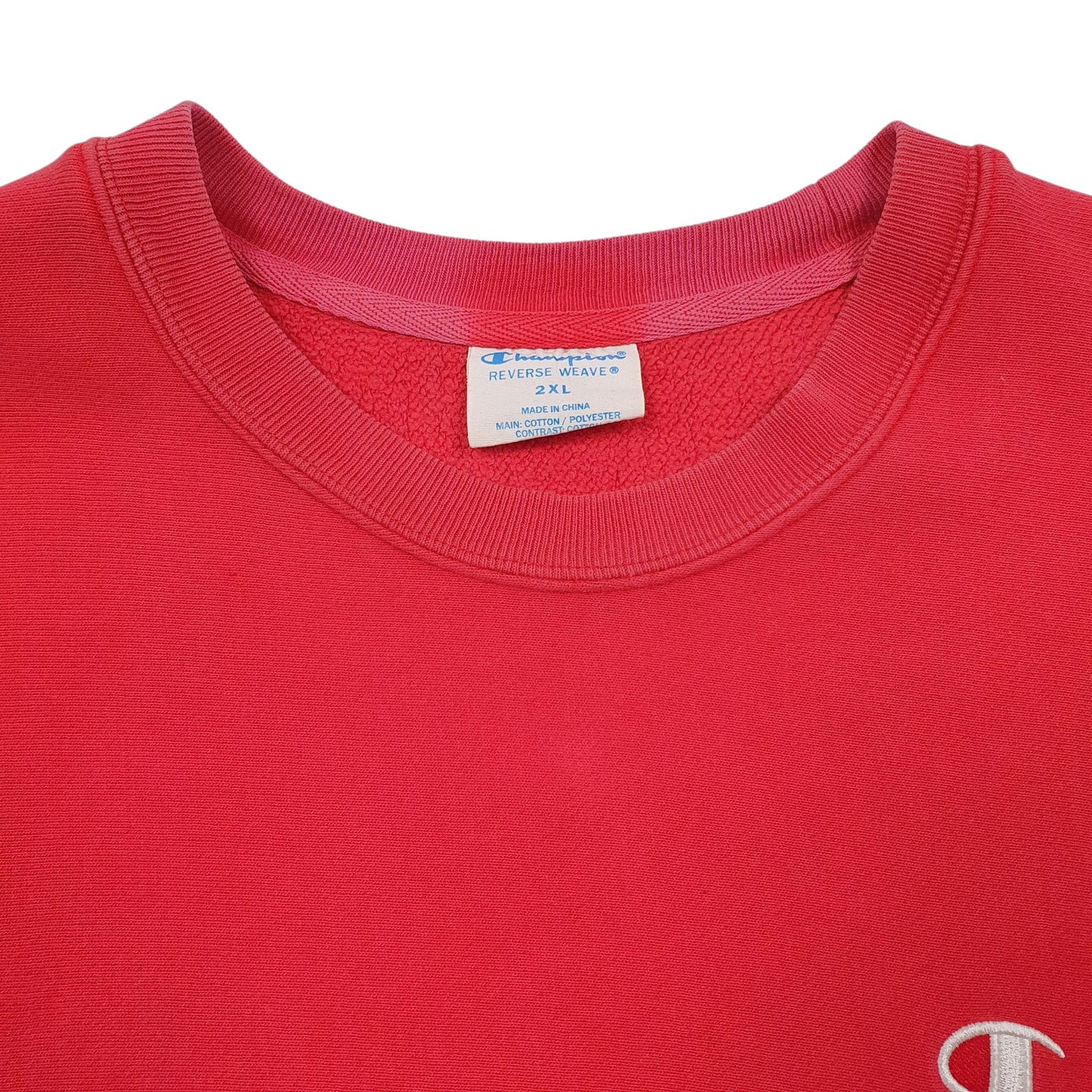 Mens Red Champion Reverse Weave Crewneck Jumper