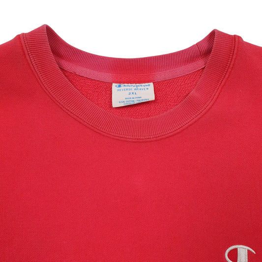Mens Red Champion Reverse Weave Crewneck Jumper