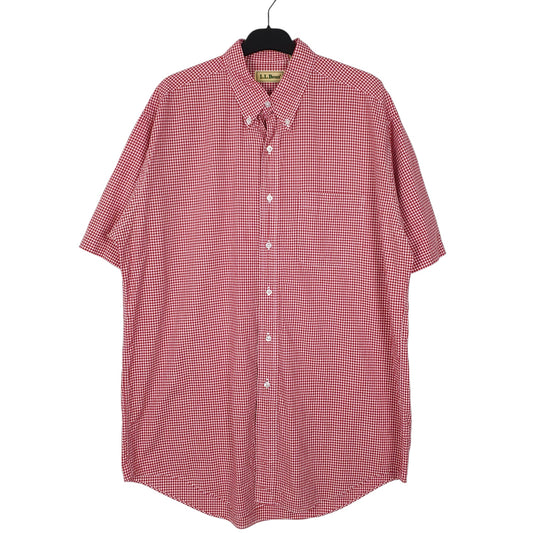 Mens Red L.L.Bean Vintage 90s Short Sleeve Shirt