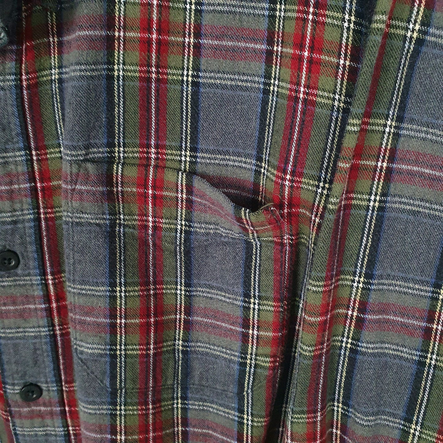 Mens Grey L.L.Bean Thick Plaid Chamois  Shirt