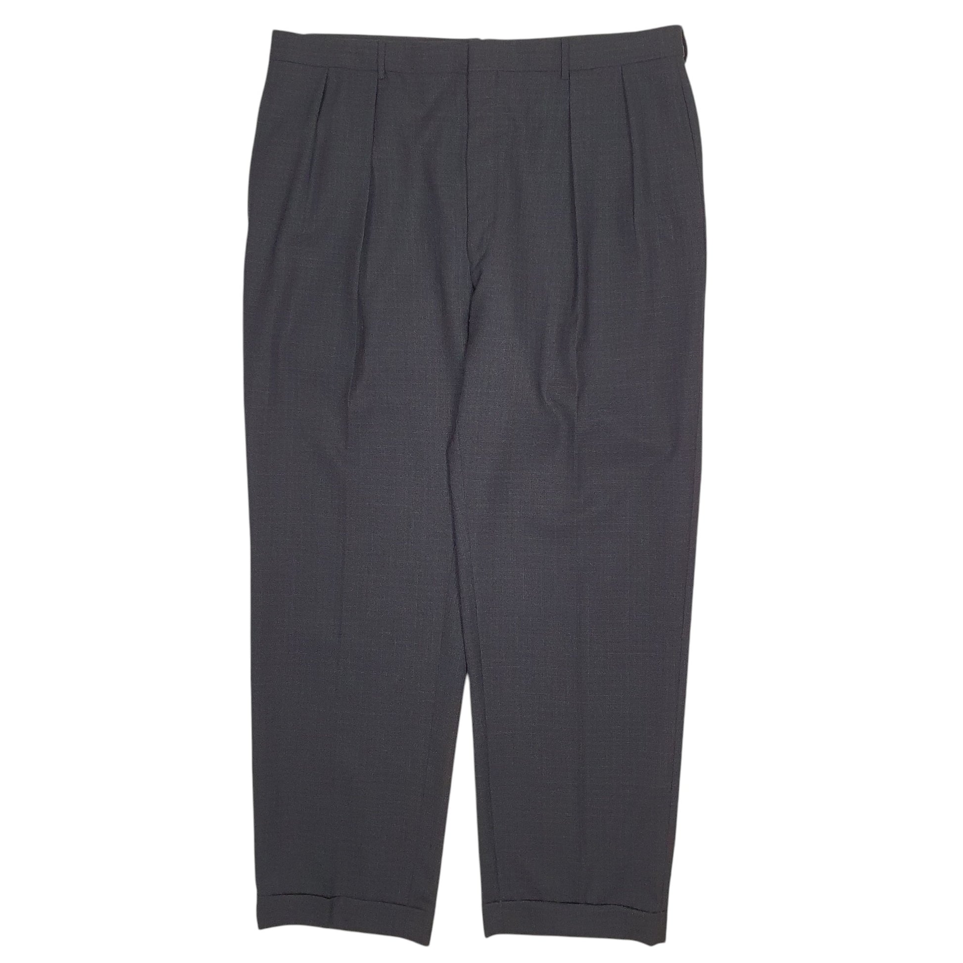 Mens Black Polo Ralph Lauren Pleated Vintage 80s Made In Italy Mohair Formal Trousers