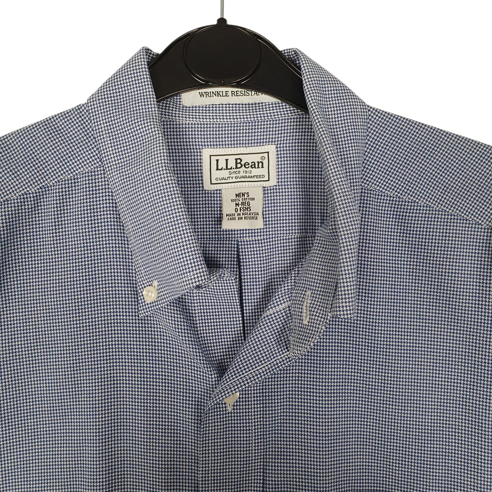 Mens Blue L.L.Bean Houndstooth  Shirt