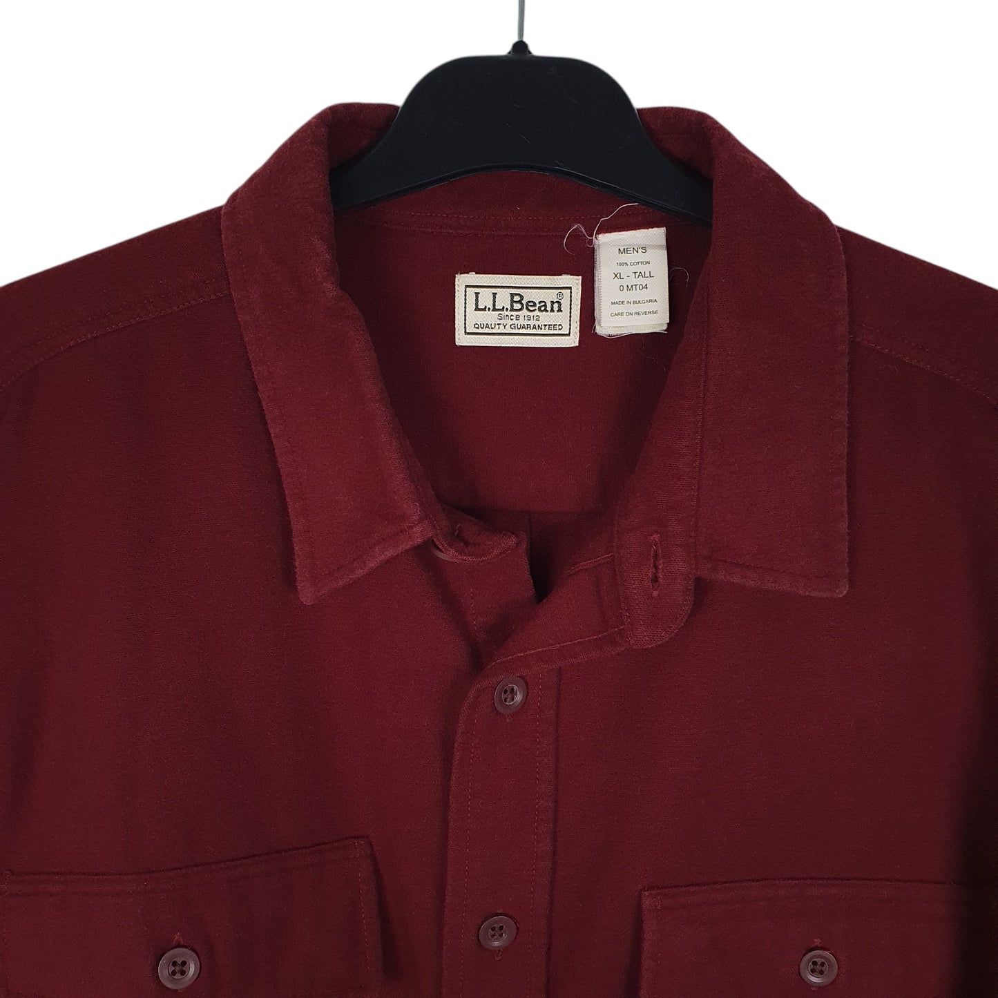 Mens Burgundy L.L.Bean Thick Chamois  Shirt