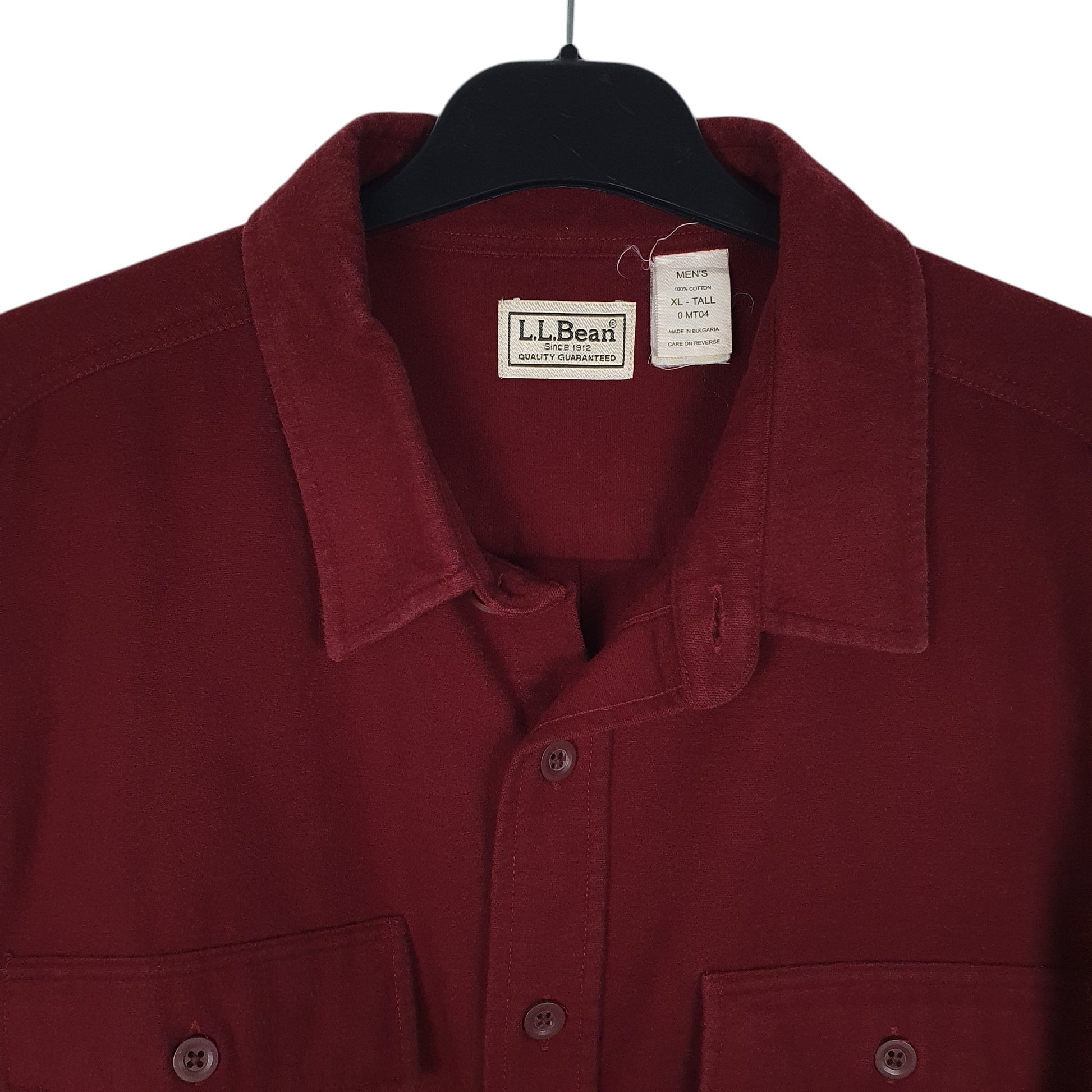 Mens Burgundy L.L.Bean Thick Chamois  Shirt