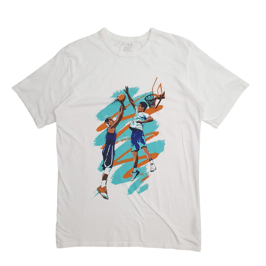 Mens White Place Basketball Short Sleeve T Shirt
