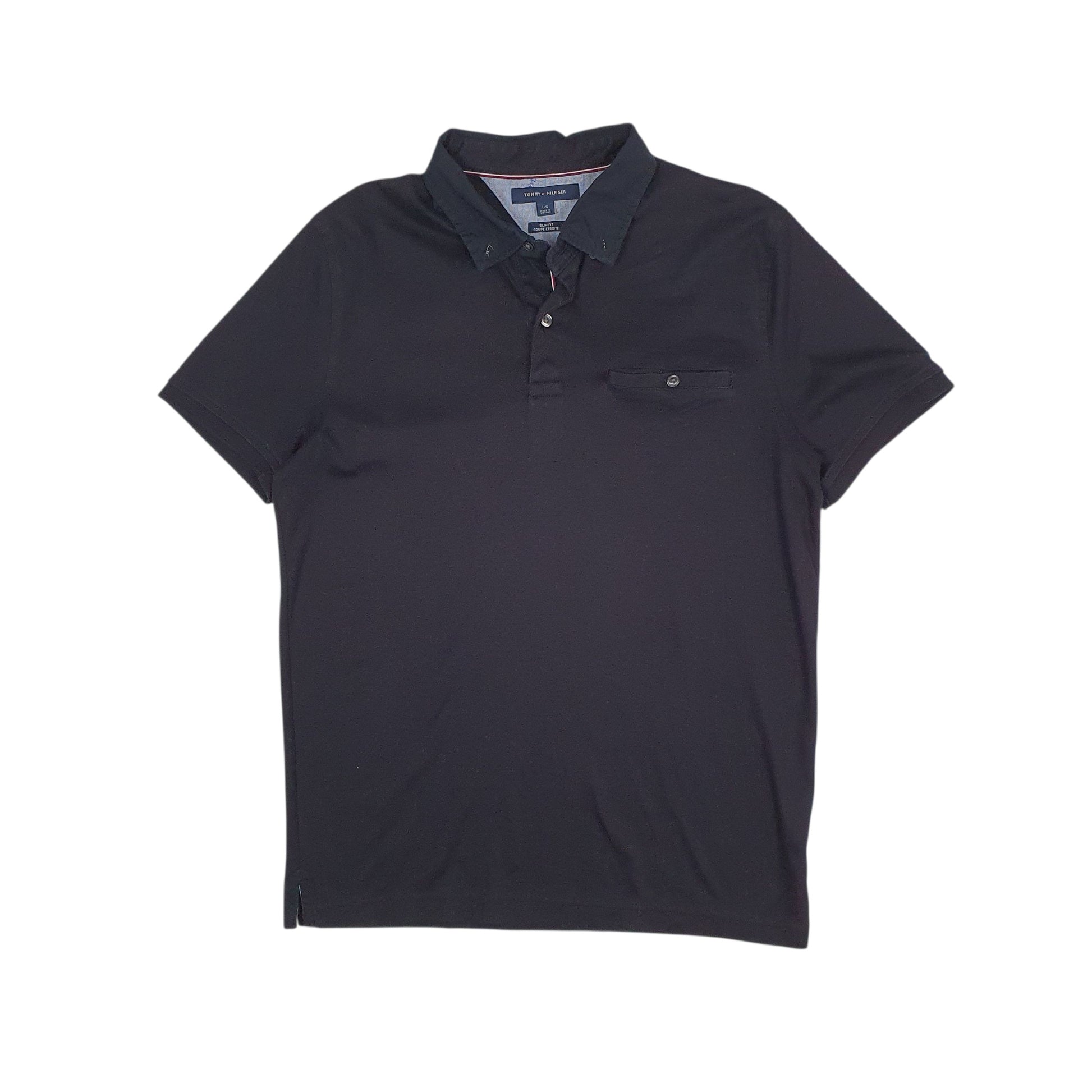 Mens Black Tommy Hilfiger  Short Sleeve Polo Shirt