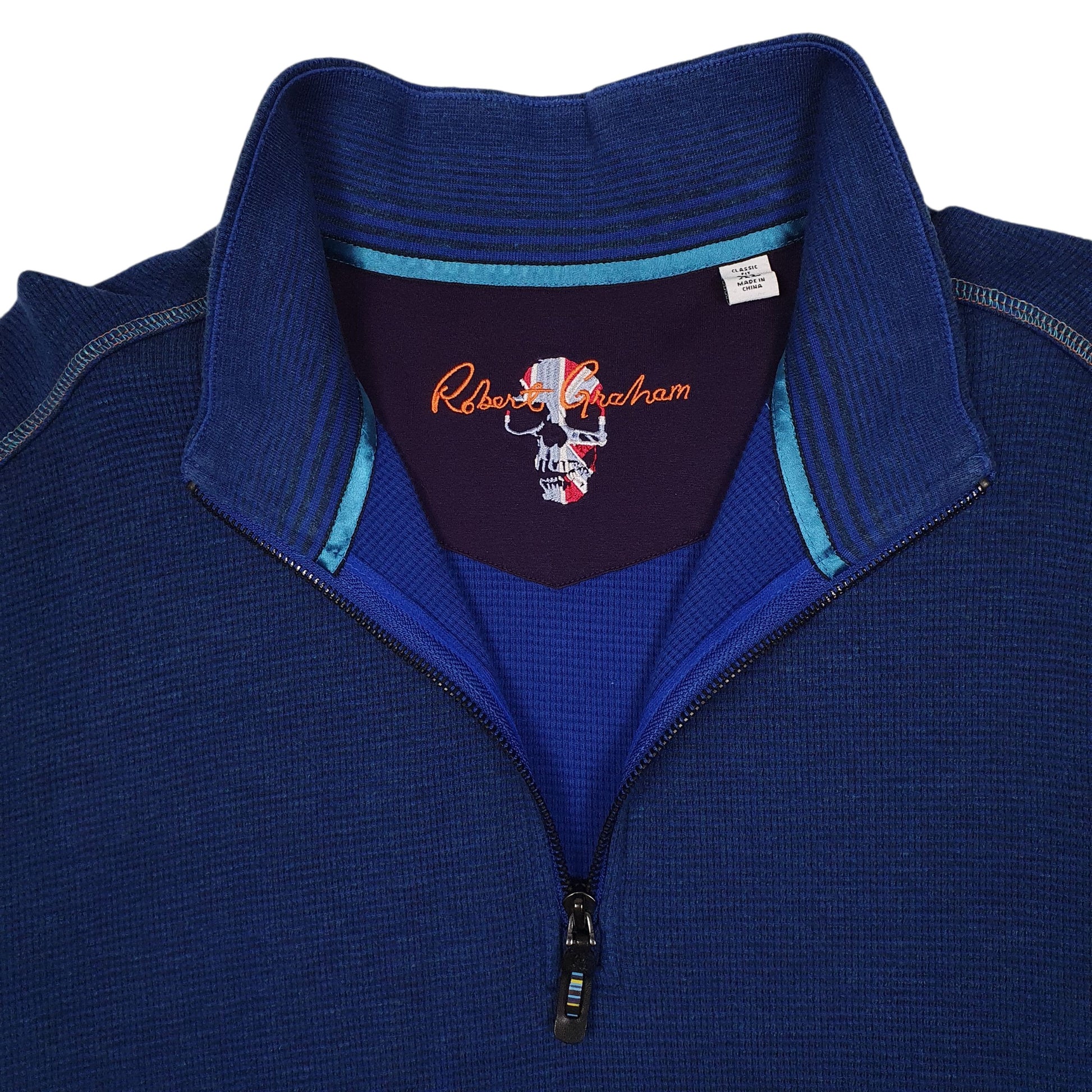 Mens Blue Robert Graham  Quarter Zip Jumper