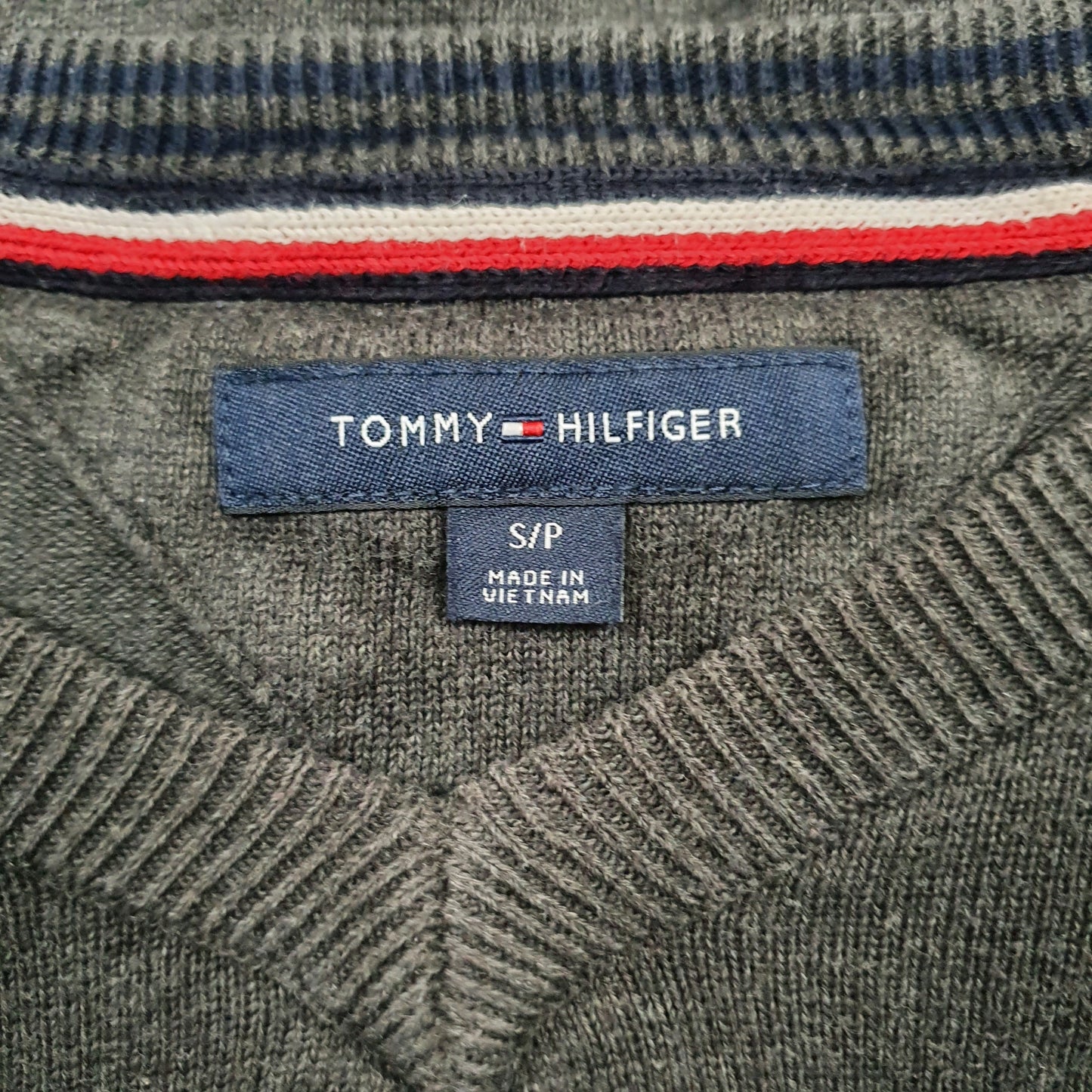 Mens Grey Tommy Hilfiger  V Neck Jumper