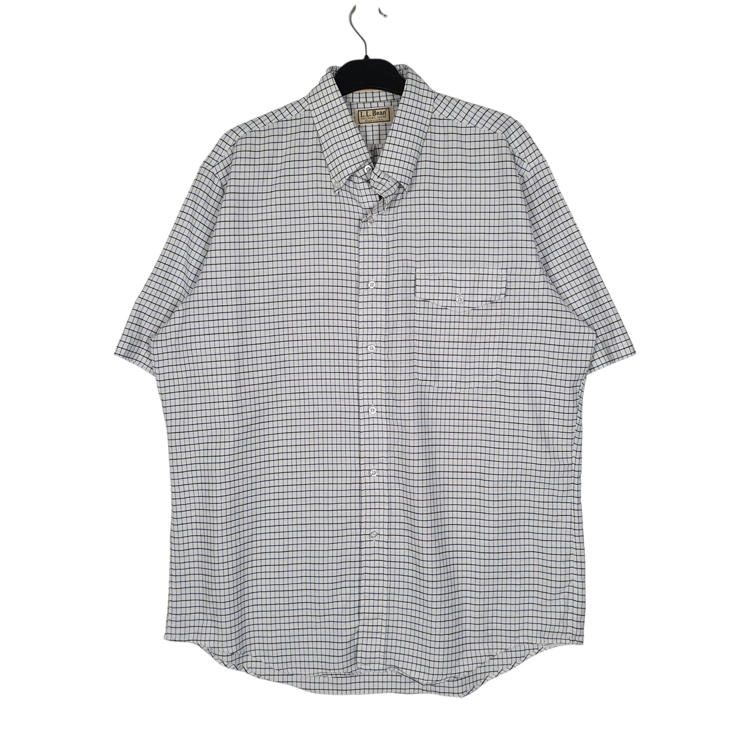 Mens White L.L.Bean Vintage 90s Made In USA Short Sleeve Shirt