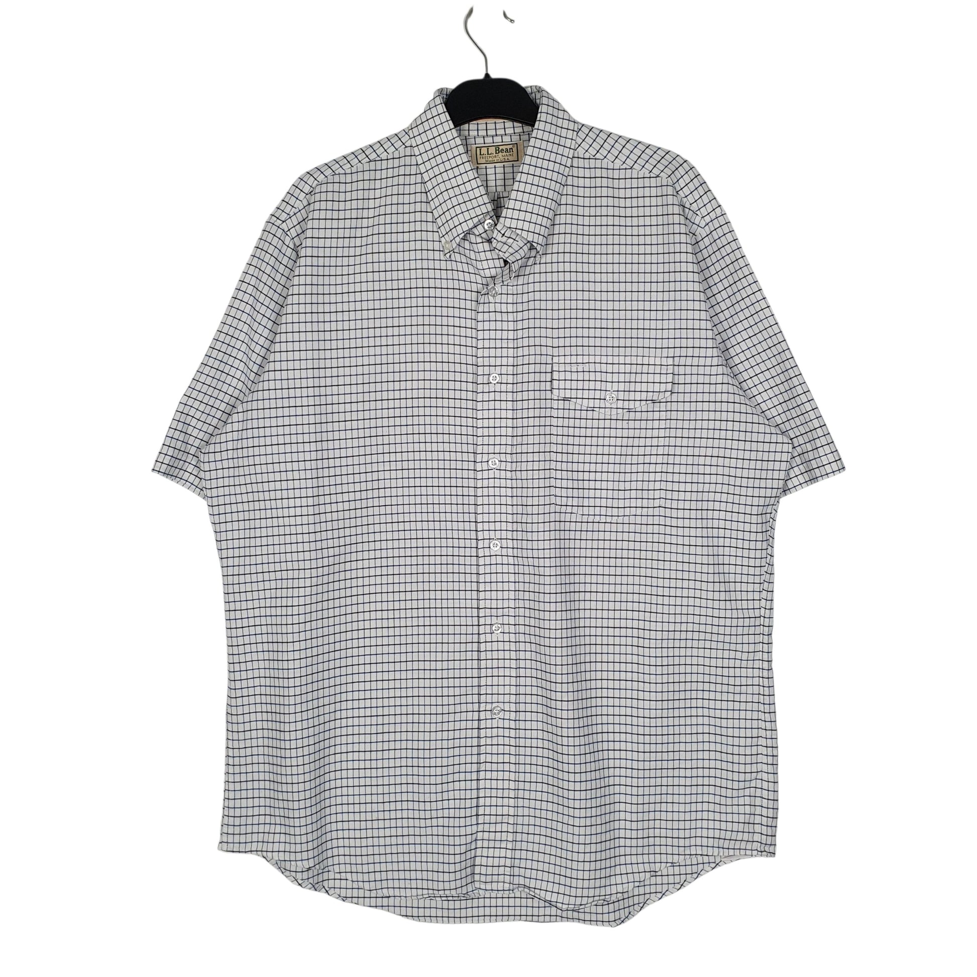 Mens White L.L.Bean Vintage 90s Made In USA Short Sleeve Shirt