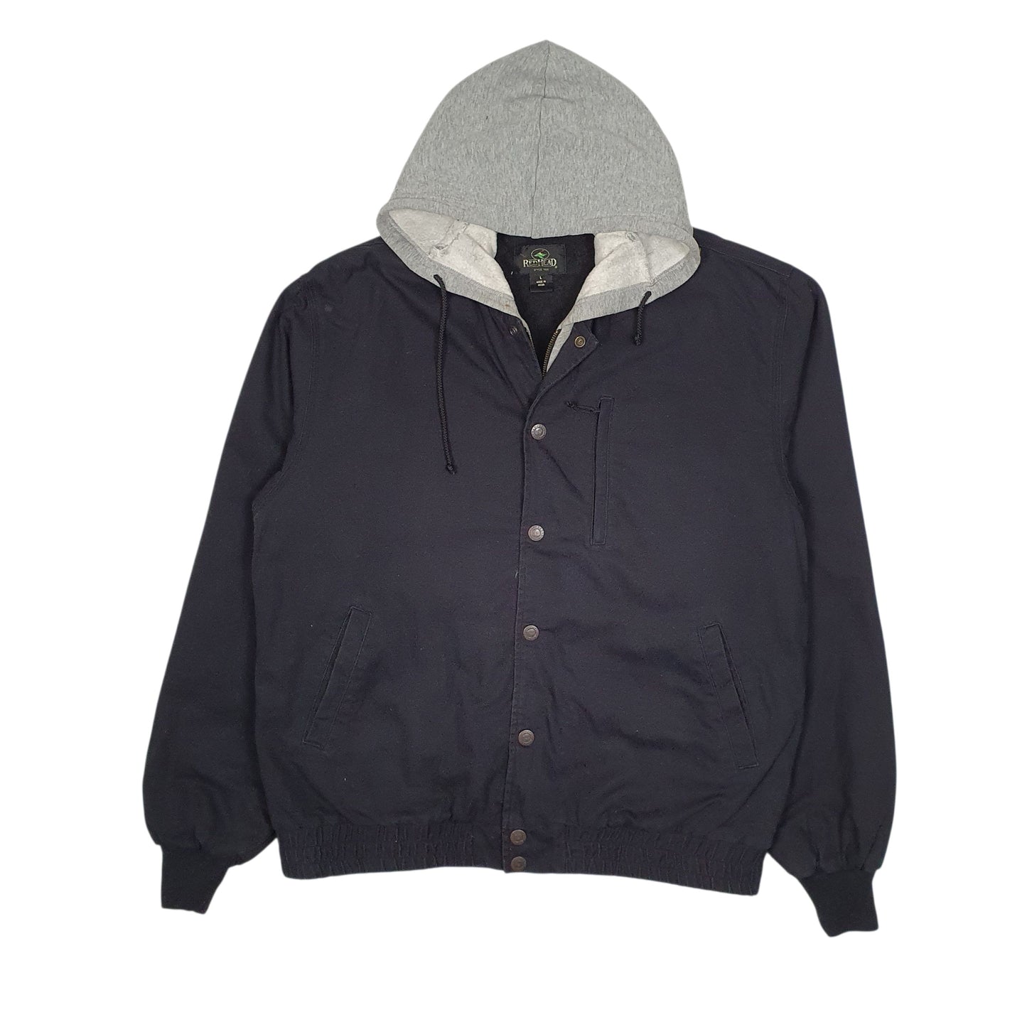 Mens Black Red Head Hoodie Chore  Coat