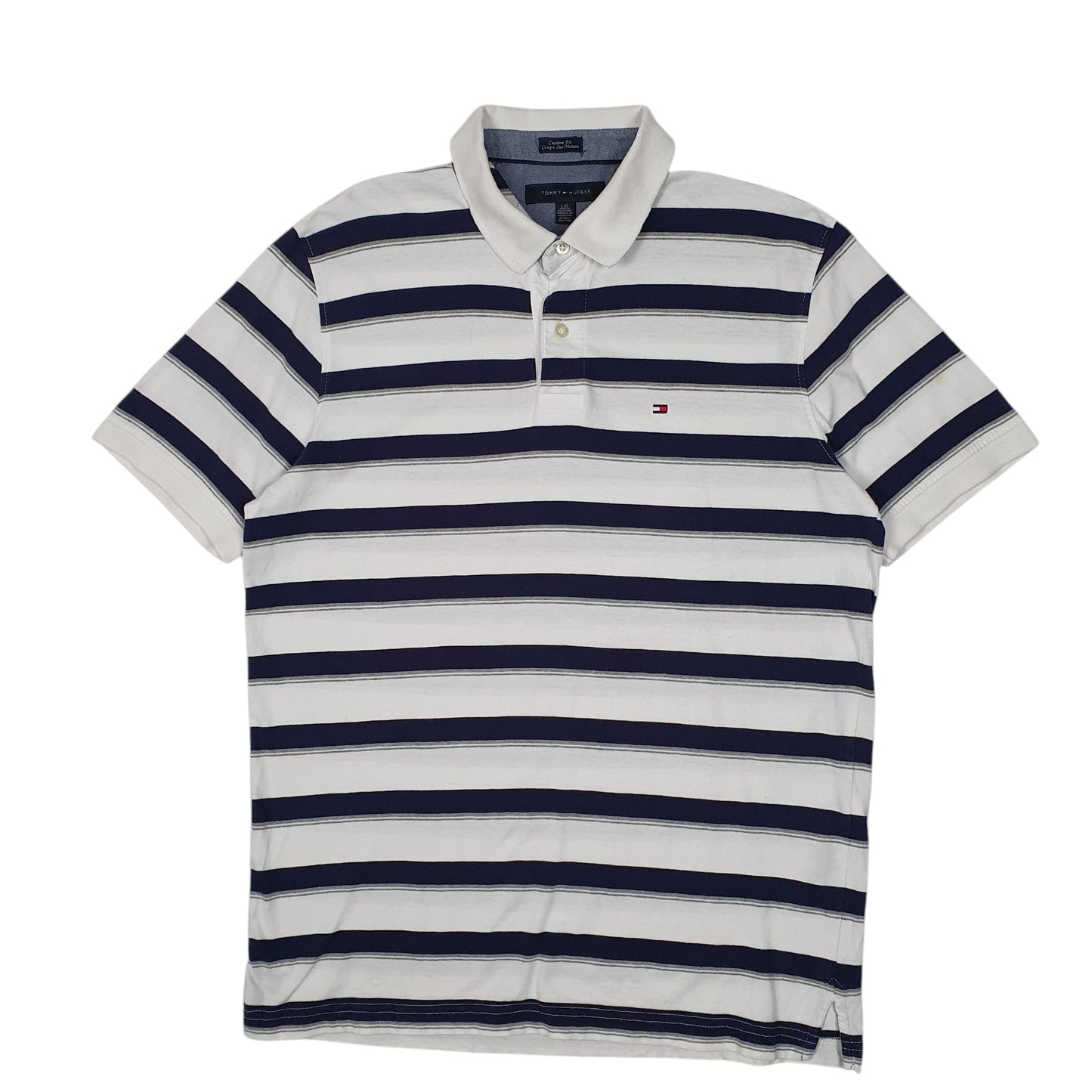 Mens White Tommy Hilfiger Custom Fit Short Sleeve Polo Shirt