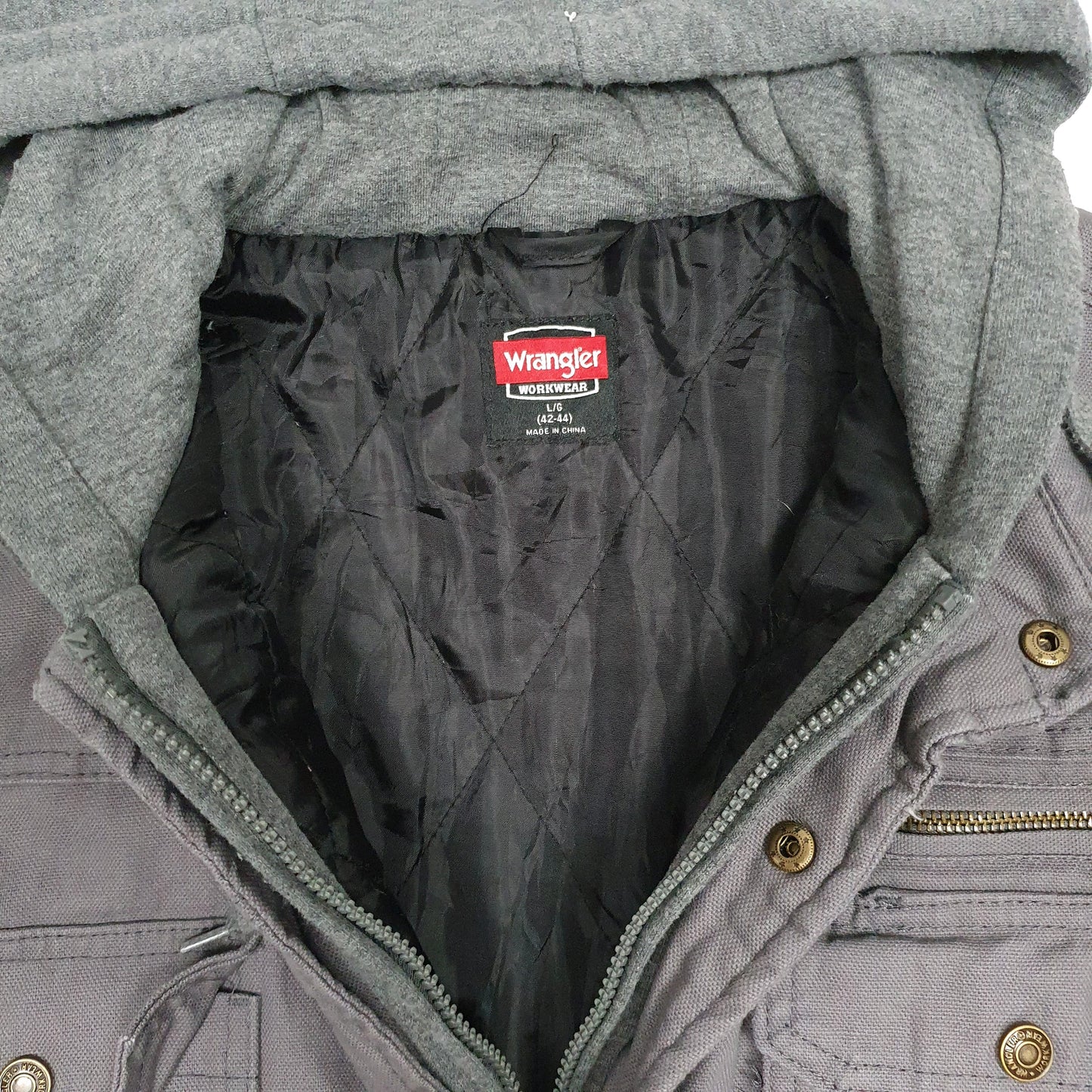 Mens Grey Wrangler Bomber Hoodie Chore  Coat