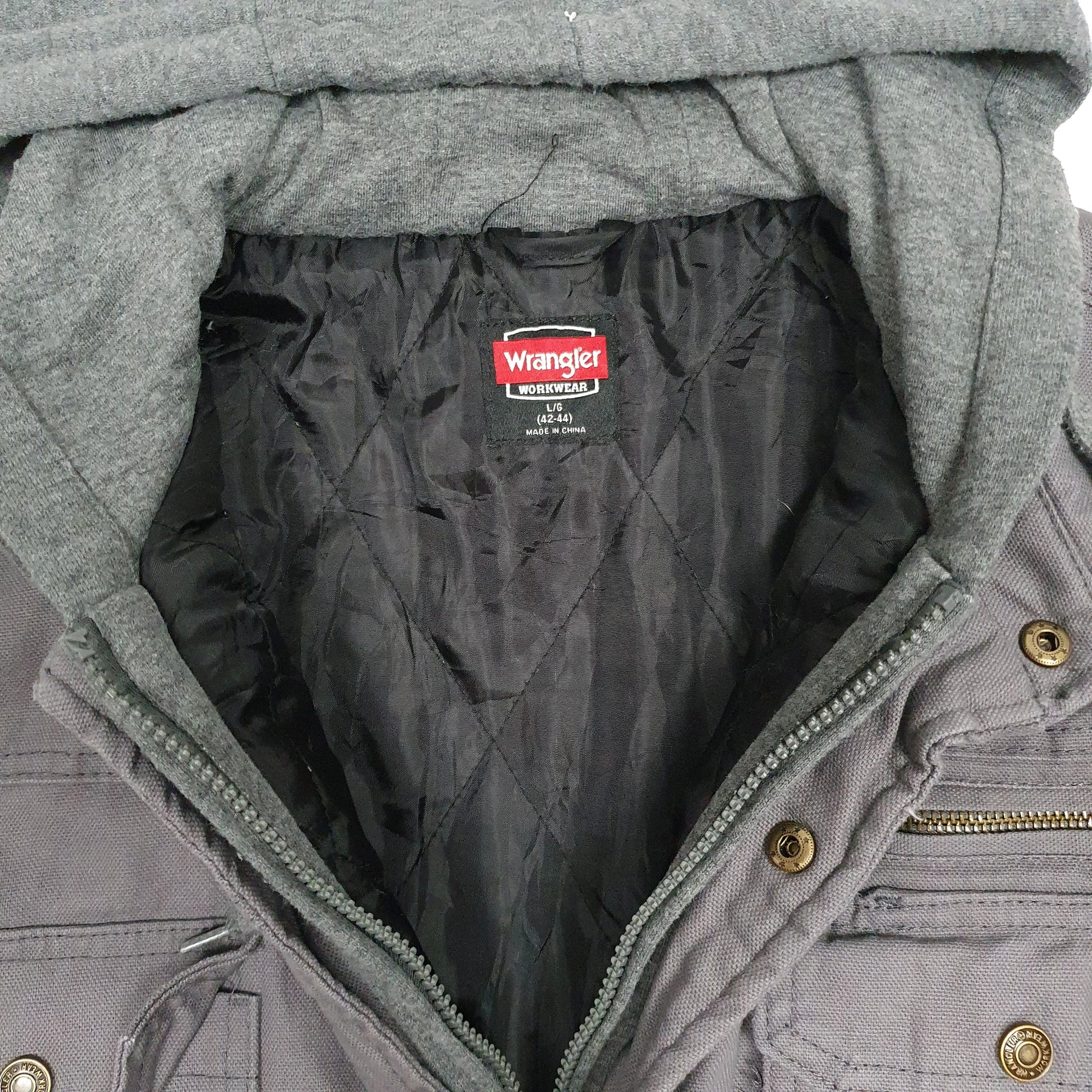 Mens Grey Wrangler Bomber Hoodie Chore  Coat