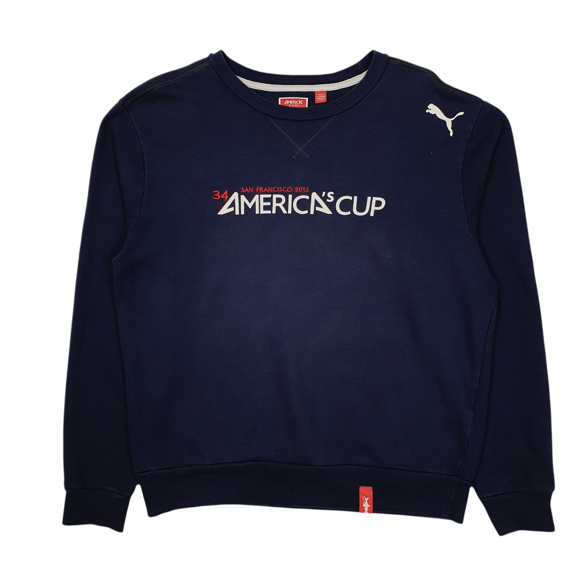 Mens Navy Puma 2013 Americas Cup Sailing Crewneck Jumper