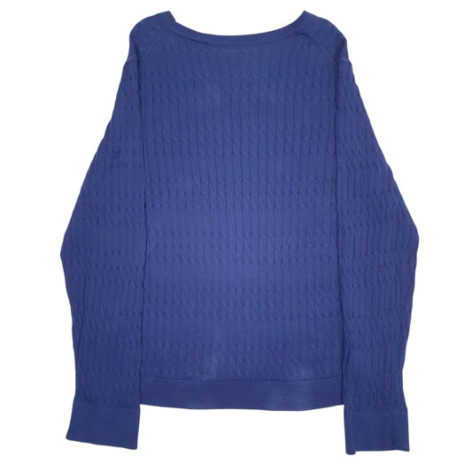 Womens Blue Tommy Hilfiger Cable Knit Knitwear Crewneck Jumper