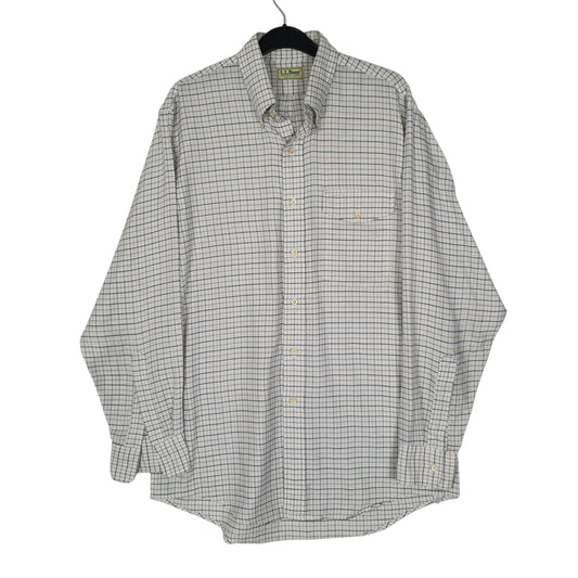 Mens White L.L.Bean Vintage 80s Made in USA Long Sleeve Shirt