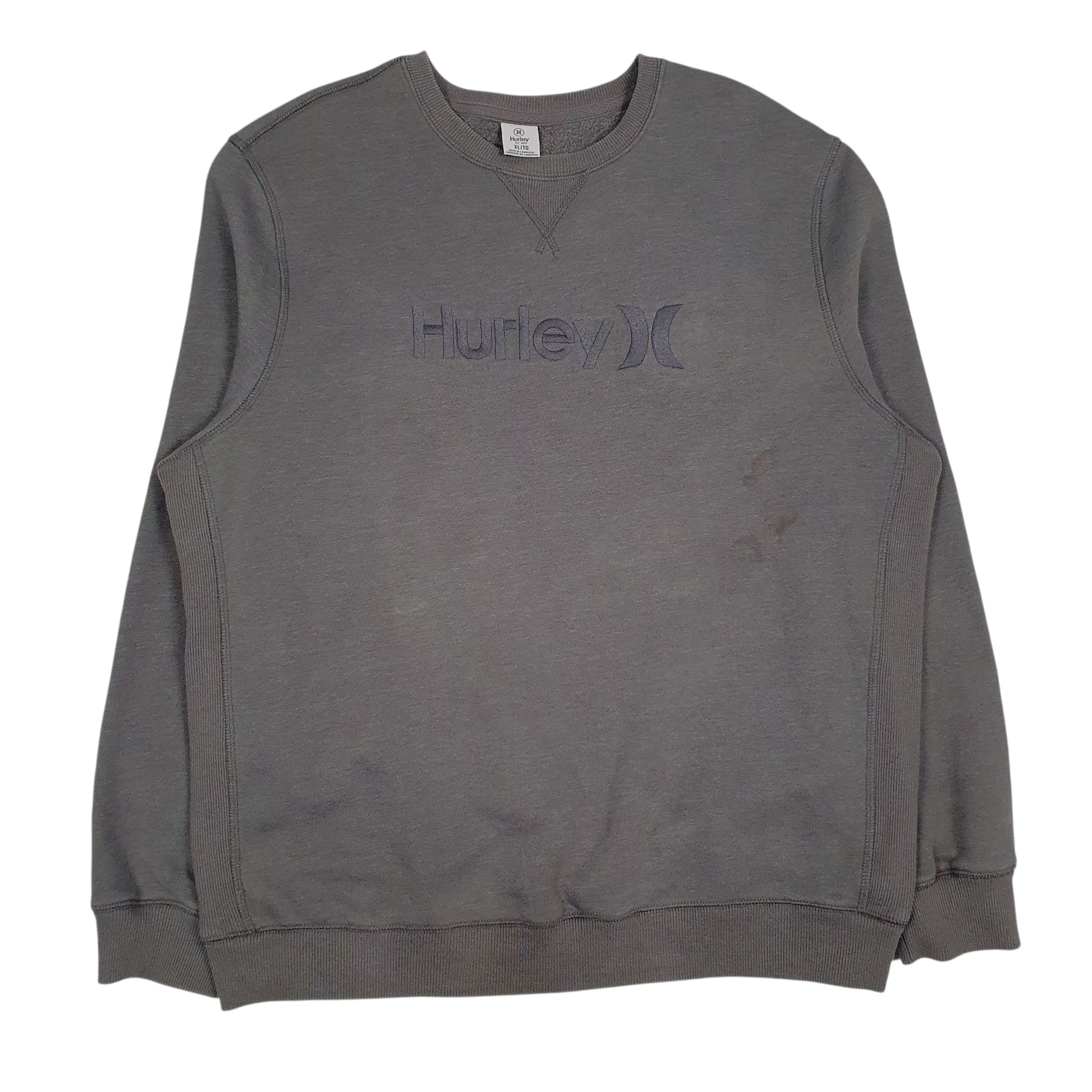 Mens Grey Hurley Spellout Crewneck Jumper