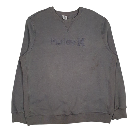 Mens Grey Hurley Spellout Crewneck Jumper
