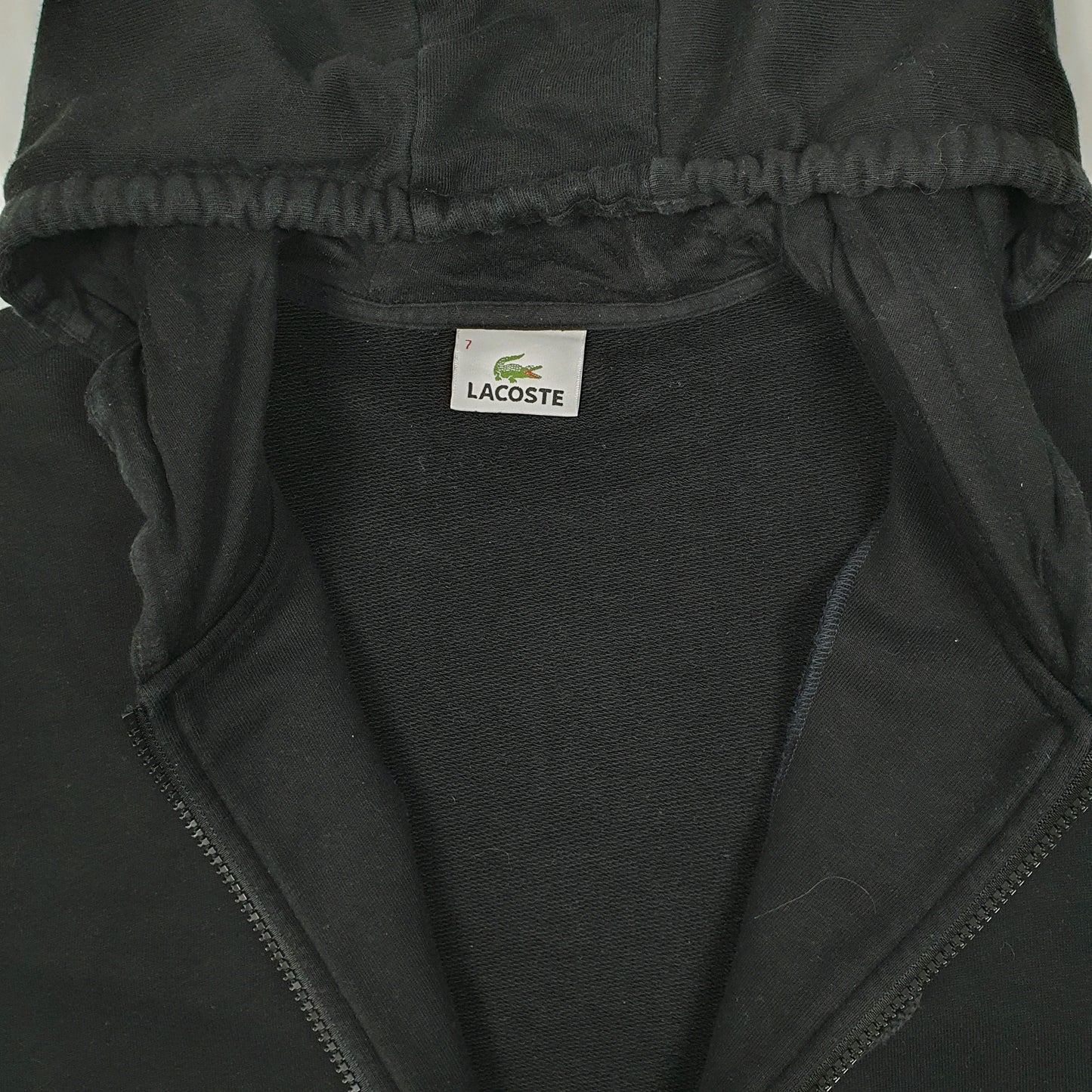 Mens Black Lacoste Hoodie Full Zip Jumper