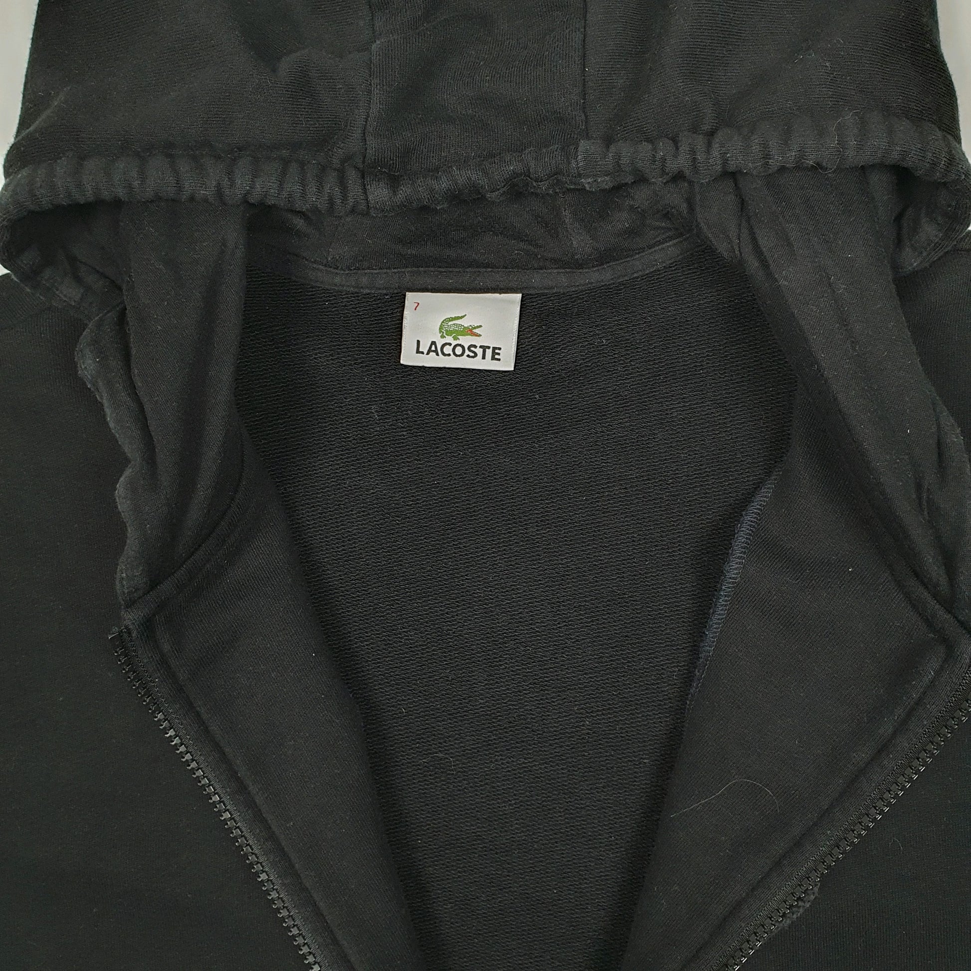Mens Black Lacoste Hoodie Full Zip Jumper